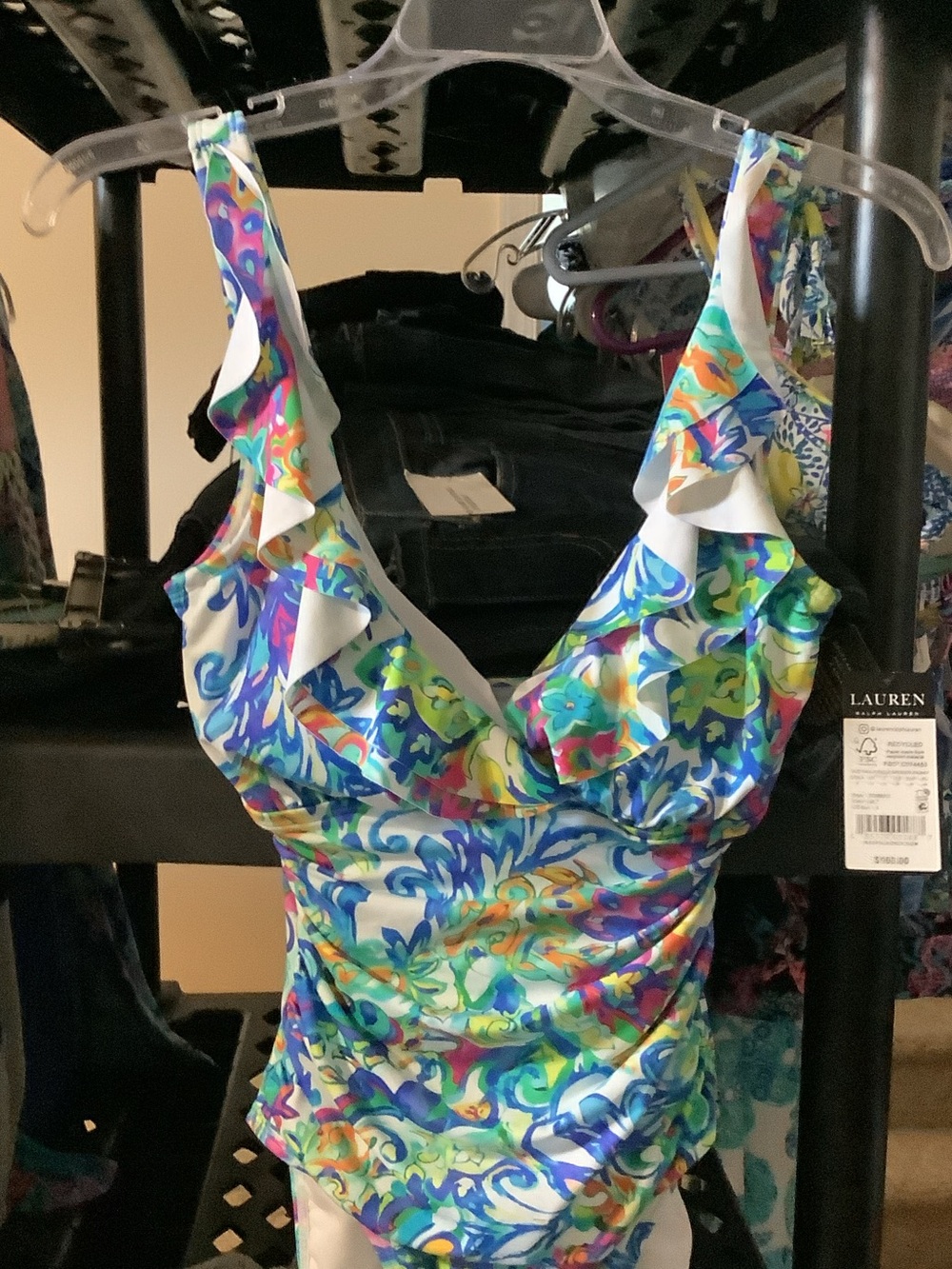 Lauren Ralph Lauren Multicolor Floral Ruffle One-Piece Swimsuit,8 - Picture 5 of 11